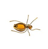 Itsy Bitsy Spider - Vintage Retro Gold Plated Natural Amber Spider Brooch (VBR273)