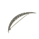 Shimmering Moon - Victorian English Sterling Silver Paste Crescent Moon Brooch (VICBR038)