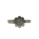 Petals Of Perfection - Art Deco English 18K Gold Platinum Natural Diamond Daisy Ring (ADR281)