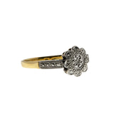 Petals Of Perfection - Art Deco English 18K Gold Platinum Natural Diamond Daisy Ring (ADR281)