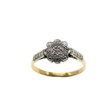 Petals Of Perfection - Art Deco English 18K Gold Platinum Natural Diamond Daisy Ring (ADR281)