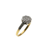 Petals Of Perfection - Art Deco English 18K Gold Platinum Natural Diamond Daisy Ring (ADR281)