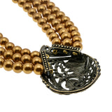 Peacocks Pride - Vintage Signed 'Heidi Daus' Bronze Toned Metal Austrian Swarovski Crystal  Rhinestone  & Faux Pearl Necklace (VN204)