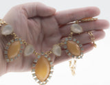 Peaches & Cream - Vintage Signed ' R.J. Graziano' Gold Plated Multi Stone Jewelled Crystal  Necklace (VN206)