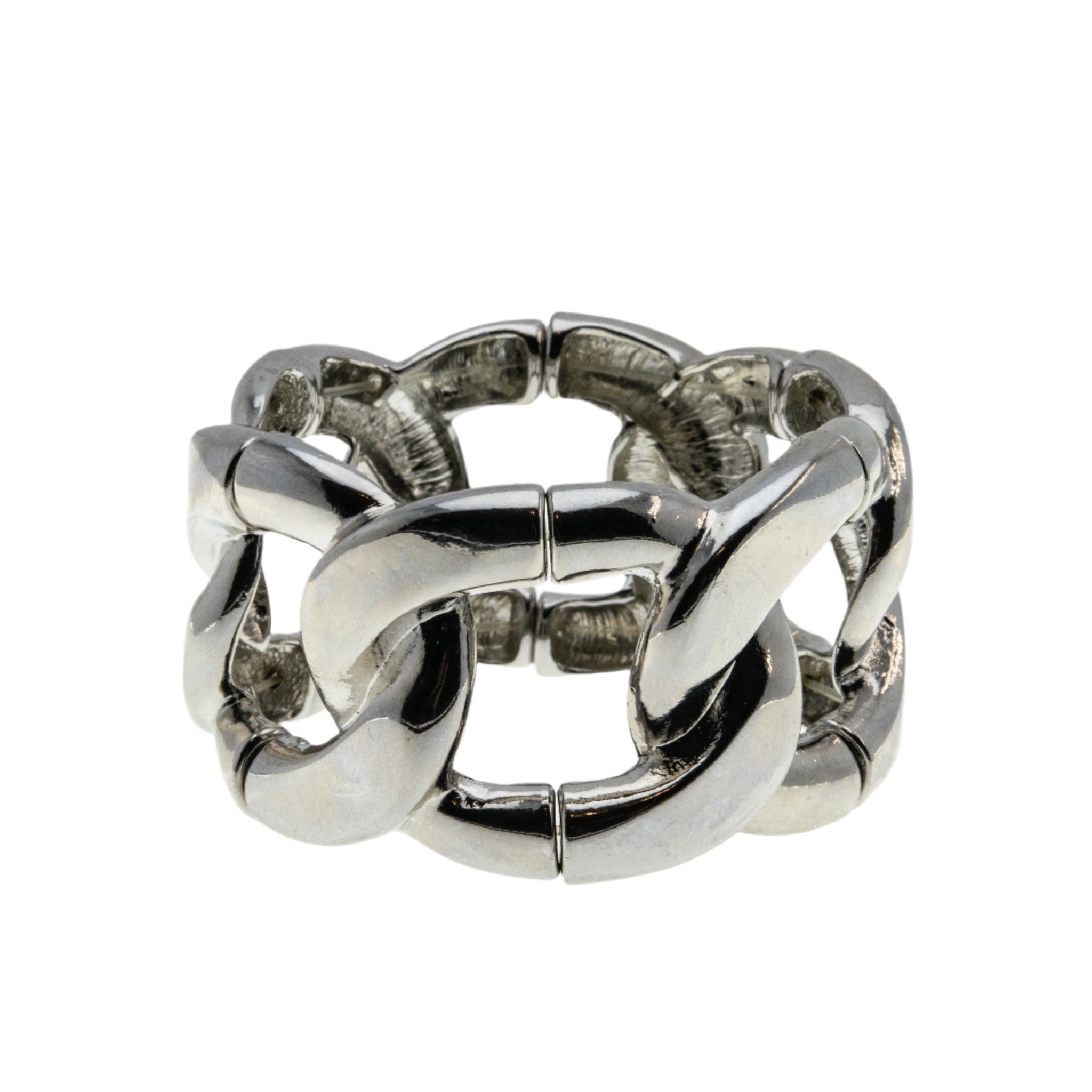 Bold Couture - Vintage Signed 'CN' Silver Plate Heavy Link Bracelet (VB117)