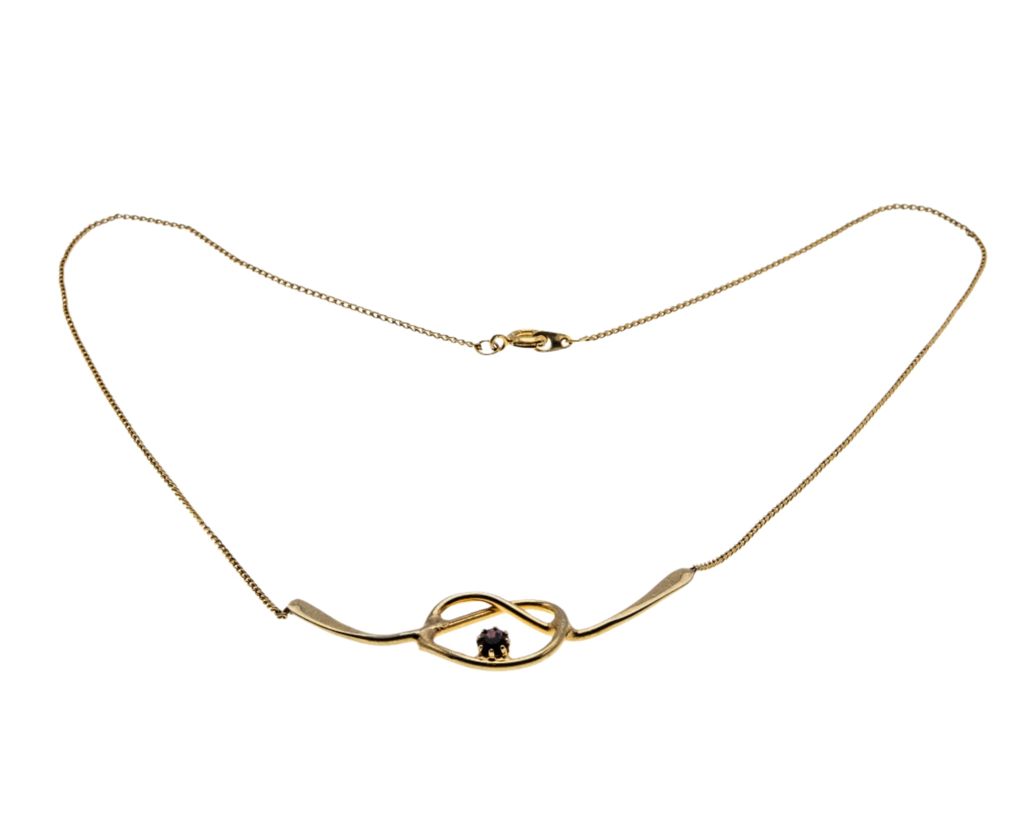 Love Knot - Vintage Gold Plated Purple Crystal Rhinestone Necklace (VN210)
