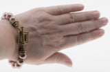 Tantalizing - Vintage Signed 'Heidi Daus' Bronzed Metal Pearl & Austrian Swarovski Crystal Rhinestone Toggle Bracelet (VB119)