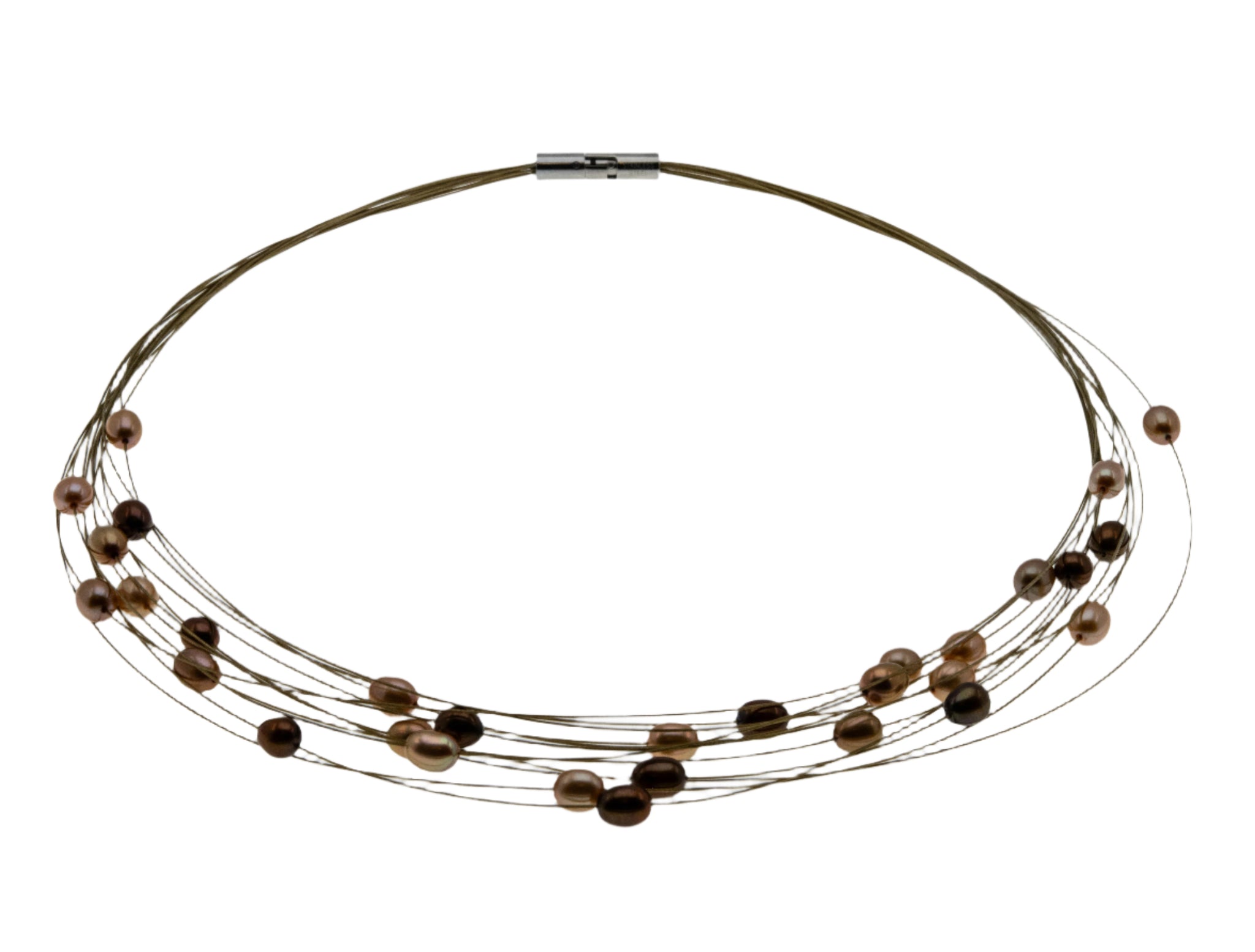 Autumn - Estate Signed 'Honora' Genuine Multi Coloured Freshwater Pearl Spray Necklace (EN051)