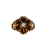 Jewelled Flower - Vintage 10K Gold Natural Garnet & Opal Flower Cluster Ring (VR1011)