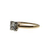 Simply Yes - Art Deco 14K Gold Natural 'Old European Cut' Diamond Solitaire Engagement Ring (ADR283)