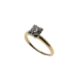Simply Yes - Art Deco 14K Gold Natural 'Old European Cut' Diamond Solitaire Engagement Ring (ADR283)