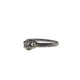 An Heirloom Proposal - Art Deco Platinum Natural 'Old European Cut' Diamond Solitaire Engraved Engagement Ring (ADR284)