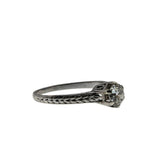 An Heirloom Proposal - Art Deco Platinum Natural 'Old European Cut' Diamond Solitaire Engraved Engagement Ring (ADR284)