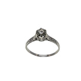 An Heirloom Proposal - Art Deco Platinum Natural 'Old European Cut' Diamond Solitaire Engraved Engagement Ring (ADR284)