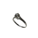 An Heirloom Proposal - Art Deco Platinum Natural 'Old European Cut' Diamond Solitaire Engraved Engagement Ring (ADR284)