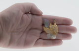 Sea & Earth - Vintage Gold Plated Mother Of Pearl Crystal Rhinestone Leaf Brooch (VBR302)