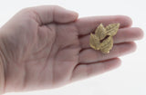 Golden Leaves - Vintage Gold Plated Decorative Leaf Brooch (VBR303)