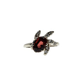 Garnet Femininity - Vintage 14K White Gold Natural Garnet & Diamond Flower Ring (VR1016)