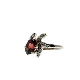 Garnet Femininity - Vintage 14K White Gold Natural Garnet & Diamond Flower Ring (VR1016)