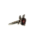 Garnet Femininity - Vintage 14K White Gold Natural Garnet & Diamond Flower Ring (VR1016)