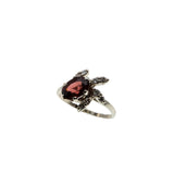 Garnet Femininity - Vintage 14K White Gold Natural Garnet & Diamond Flower Ring (VR1016)