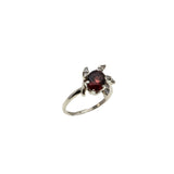 Garnet Femininity - Vintage 14K White Gold Natural Garnet & Diamond Flower Ring (VR1016)