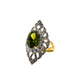 Enthralling - Estate 18K Gold Plate Hand-Set Crystal Open-Work Ring (ER377)