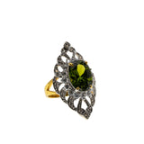 Enthralling - Estate 18K Gold Plate Hand-Set Crystal Open-Work Ring (ER377)