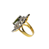 Enthralling - Estate 18K Gold Plate Hand-Set Crystal Open-Work Ring (ER377)