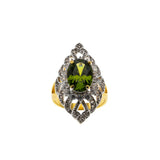 Enthralling - Estate 18K Gold Plate Hand-Set Crystal Open-Work Ring (ER377)