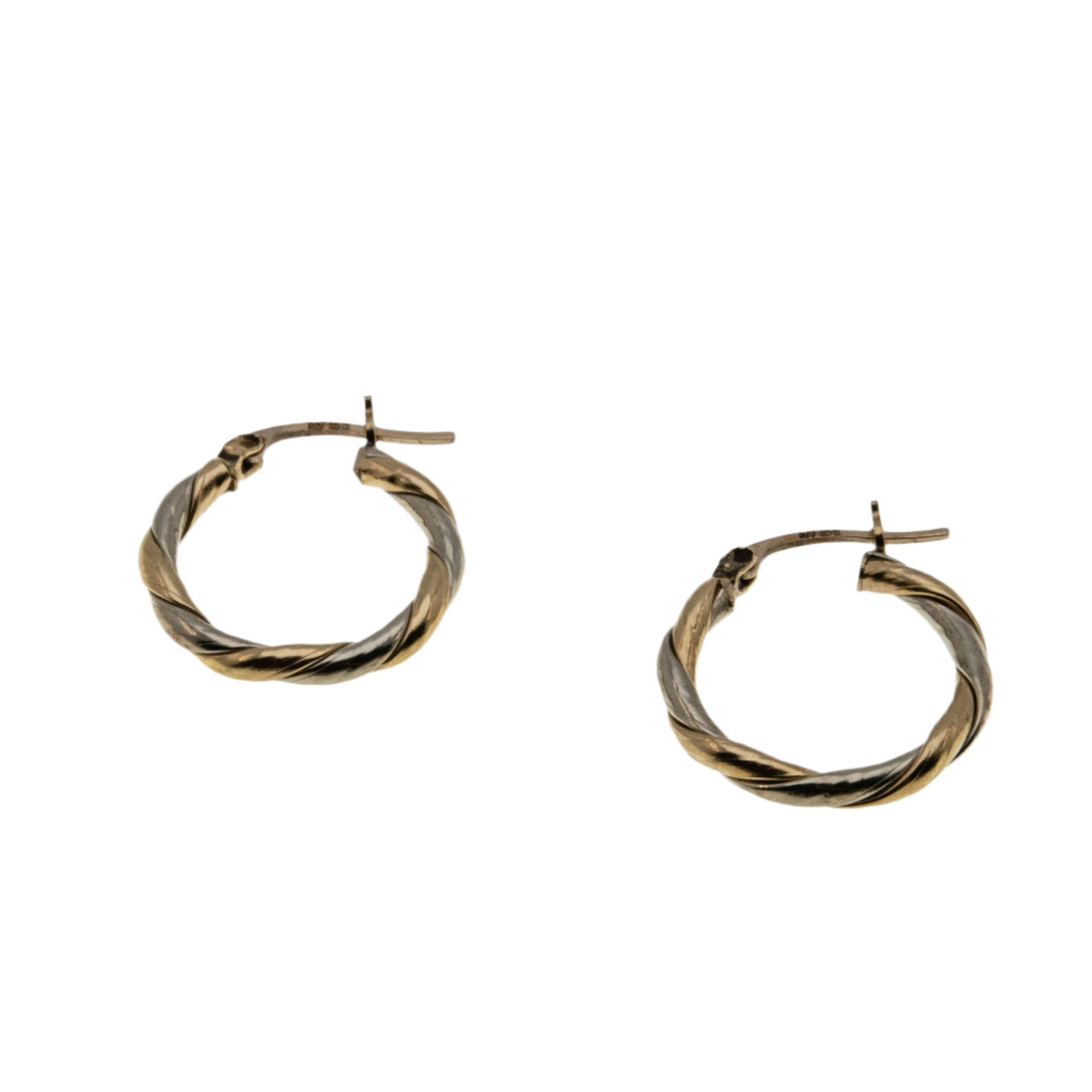 Two Tone Must Haves - Vintage 10K Yellow & White Gold Creole Hoop Earrings (VE475)