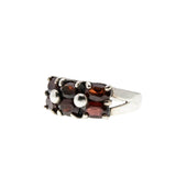 Sea Of Garnets - Vintage Sterling Silver Natural Garnet Ring (VR1018)