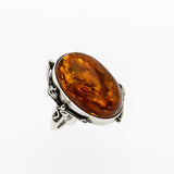 Nature's Honey - Vintage Sterling Silver Natural Baltic Amber Foliage Ring (VR1020)
