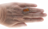 Nature's Honey - Vintage Sterling Silver Natural Baltic Amber Foliage Ring (VR1020)