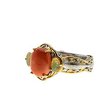 Sea & Earth - Estate Gold Plate Over Sterling Silver Genuine Coral Opal Ring (ER382)
