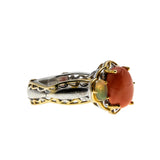 Sea & Earth - Estate Gold Plate Over Sterling Silver Genuine Coral Opal Ring (ER382)