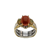 Sea & Earth - Estate Gold Plate Over Sterling Silver Genuine Coral Opal Ring (ER382)