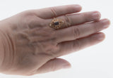 Lavender & Roses - Estate Rose Gold Plate Over Sterling Silver Natural Amethyst & Seed Pearl  Intricate Ring (ER385)