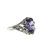 Changes - Estate Sterling Silver Lab Created Alexandrite Floral Filigree Ring (ER389)