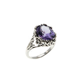 Changes - Estate Sterling Silver Lab Created Alexandrite Floral Filigree Ring (ER389)