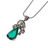 Greener Than Green - Estate Palladium Over Sterling Silver Chatham Emerald & Natural Diamond Pendant (EP079)