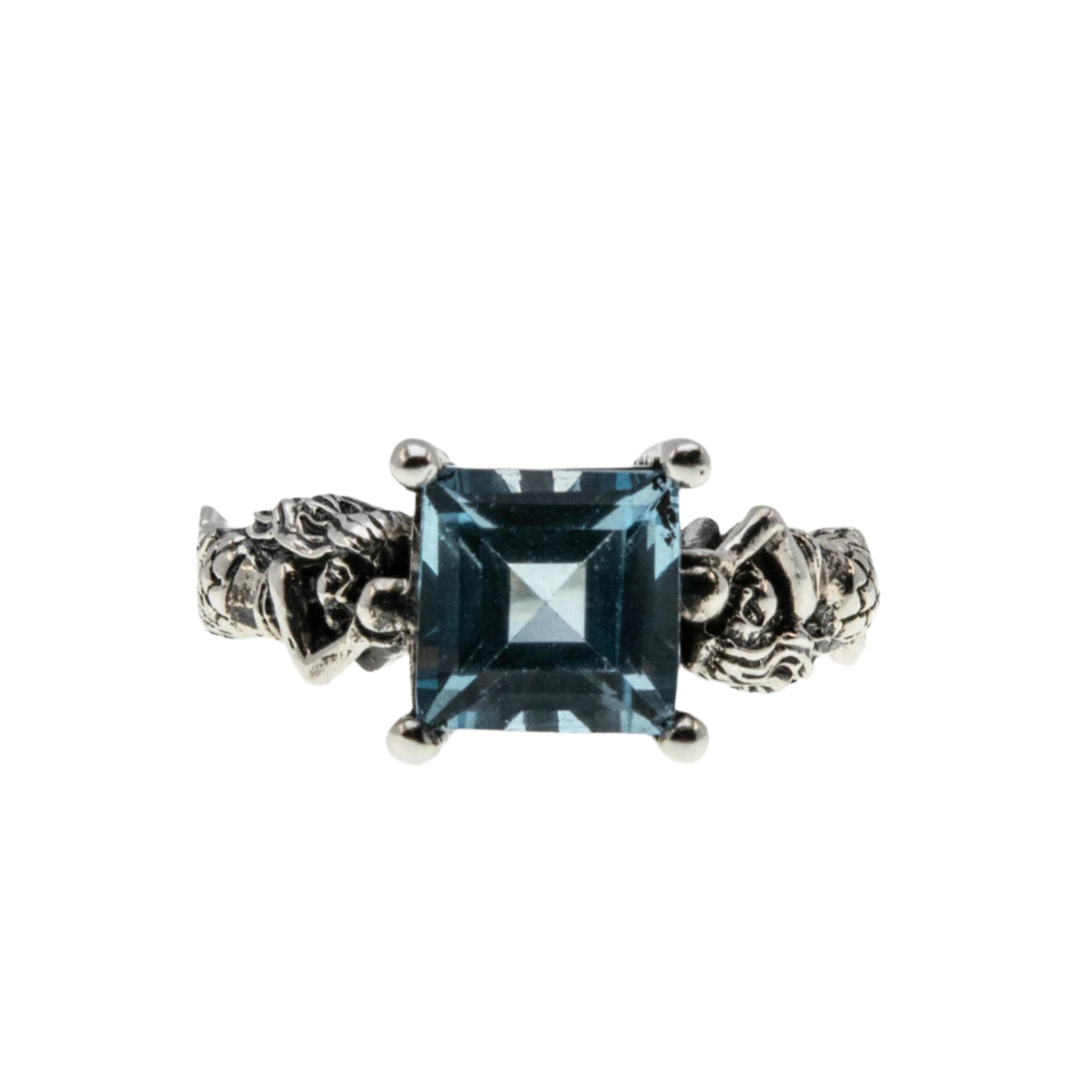 Seascape - Estate Sterling Silver Natural Sky Blue Topaz Mermaid Ring (ER394)