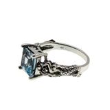 Seascape - Estate Sterling Silver Natural Sky Blue Topaz Mermaid Ring (ER394)