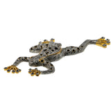 Froggy Prince - Vintage Gold Plate Over Silver Crystal Rhinestone Black Enamel Frog Brooch (VBR307)