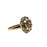 Kaleidoscope - Vintage 14K Gold Natural Multi-Stone Dome Cluster Ring (VR1026)