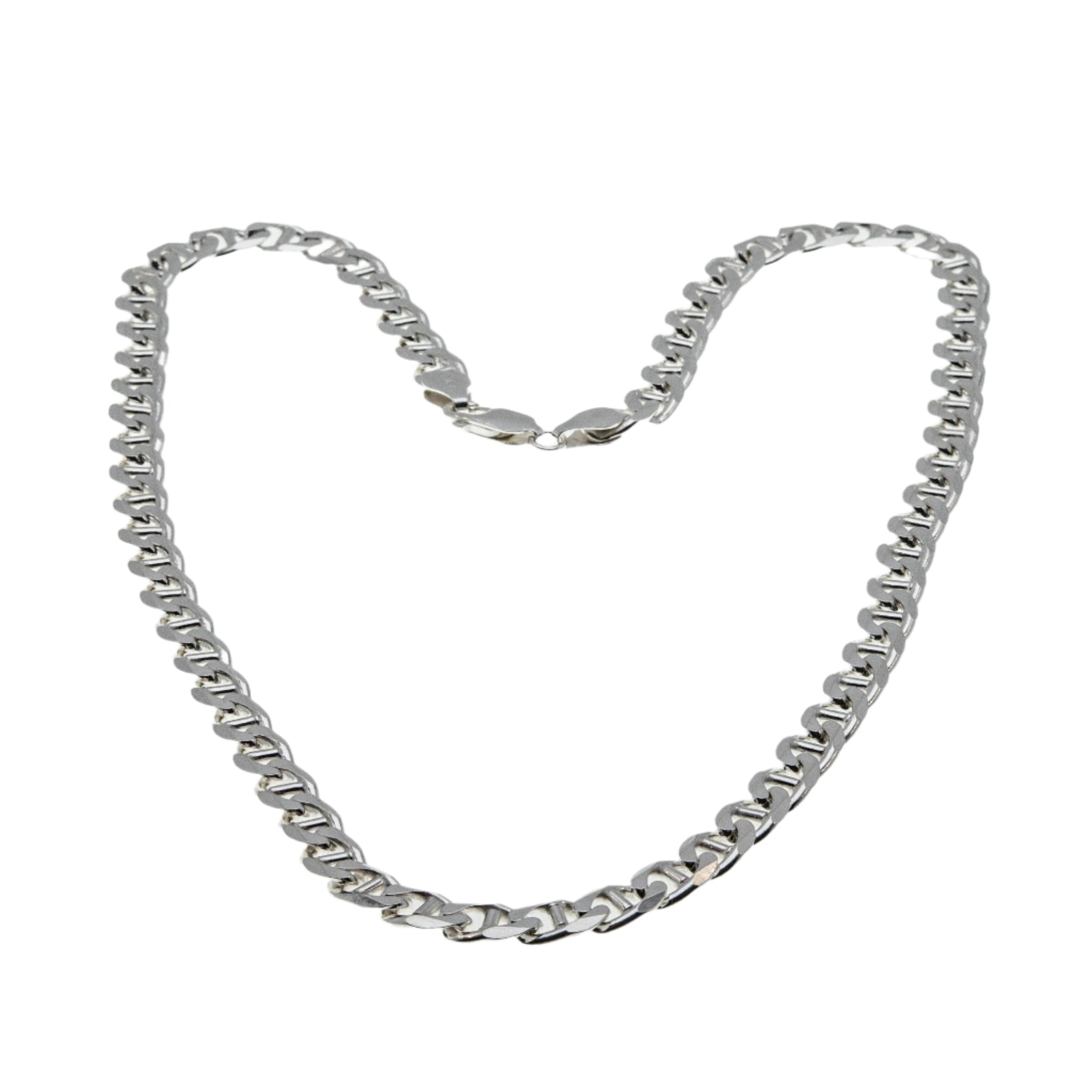 Nautical Adornment - Estate Italian Sterling Silver Mariner Link Chain Necklace (EN055)