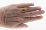 Garnet Royale - Estate 24K Gold Plate Over Sterling Silver Natural Garnet, White Topaz & Pearl Ornate Ring (ER398)