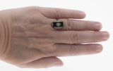 Flapper Finery - Art Deco 10K White Gold Natural Black Onyx & Diamond Engraved Ring (ADR288)