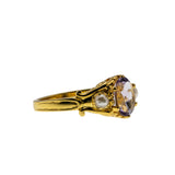 Earth & Sea - Estate 24K Gold Plate Sterling Silver Natural Amethyst & Pearl Ring (ER418)