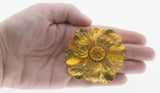 Full Bloom - Estate Signed 'IVANA' Gold Plated Pink Crystal Rhinestone Enamel Flower Brooch/Pendant (EBR001)